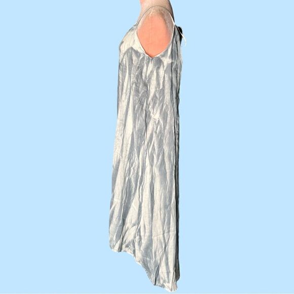 REVOLVE Krisa High-Low Linen Halter Tie Maxi Dress, White/Steel Blue. Small. NWT - Picture 6 of 16